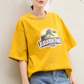Camiseta oversize con estampado de dinosaurio para mujer